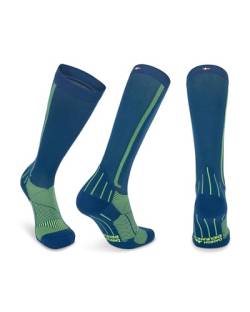 Abgestufte Kompression Socken für Männer & Frauen EU 39-42 // UK 6-8 Blau/Neon Gelb - 1 Paar von DANISH ENDURANCE