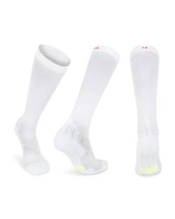 Abgestufte Kompression Socken für Männer & Frauen EU 43-47 // UK 9-12 Einfarbig Weiß - 1 Paar von DANISH ENDURANCE