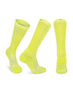 Abgestufte Kompression Socken für Männer & Frauen EU 43-47 // UK 9-12 Neon Gelb/Hellblau - 1 Paar von DANISH ENDURANCE