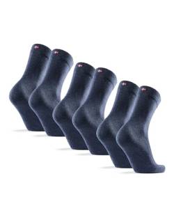 DANISH ENDURANCE 3 Paar Classic Socken aus Baumwolle für Damen & Herren, Business Socken, klassische Anzugsocken, lange Haltbarkeit, Schwarz, Grau, Rot (Blau Melange, EU 39-42) von DANISH ENDURANCE