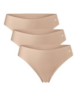 DANISH ENDURANCE 3er Pack Unsichtbare String Tangas aus Mikrofaser, für Sport & Alltag, für Damen Beige M von DANISH ENDURANCE