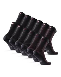 DANISH ENDURANCE 6 Paar Klassische Socken aus Bio-Baumwolle Ripp-Optik Mehrfarbig (2xSchwarz/Schwarz, 2xSchwarz/Bordeaux, 2xSchwarz/Grau) 43-47 von DANISH ENDURANCE