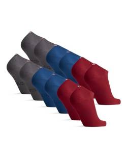 DANISH ENDURANCE 6 Paare Low-Cut Socken für Damen & Herren (Mehrfarbig (2x Grau, 2x Blau, 2x Weinrot), 35-38) von DANISH ENDURANCE