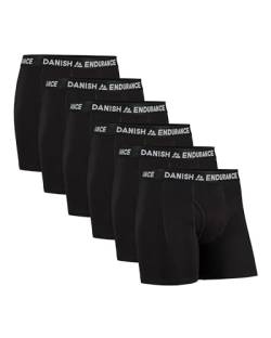 DANISH ENDURANCE 6er Pack Boxershorts Herren, Weiche Baumwolle, Unterhosen Männer mit Stretch, Bequem & Ohne Zettel Schwarz mit Eingriff L von DANISH ENDURANCE