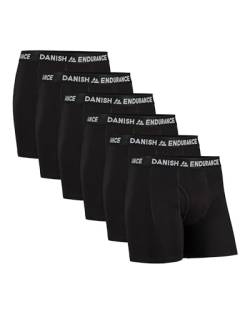 DANISH ENDURANCE 6er Pack Boxershorts Herren, Weiche Baumwolle, Unterhosen Männer mit Stretch, Bequem & Ohne Zettel Schwarz mit Eingriff M von DANISH ENDURANCE