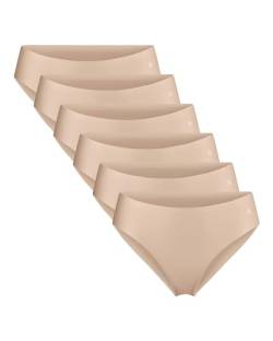 DANISH ENDURANCE 6er Pack Unsichtbare Bikini Slips aus Mikrofaser, für Sport & Alltag, Nahtlos, Sportunterhosen für Damen Beige L von DANISH ENDURANCE