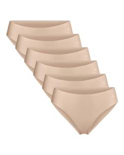 DANISH ENDURANCE 6er Pack Unsichtbare Bikini Slips aus Mikrofaser, für Sport & Alltag, Nahtlos, Sportunterhosen für Damen Beige S von DANISH ENDURANCE