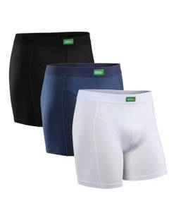 DANISH ENDURANCE Boxershorts aus Bio-Baumwolle (Mehrfarben - 3 Pack (1 x Schwarz, 1 x Blau, 1 x Weiß), Large) von DANISH ENDURANCE