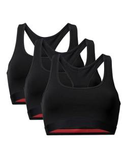 DANISH ENDURANCE Damen Bralette BH aus Bio-Baumwolle 3 Pack (Schwarz, XX-Large) von DANISH ENDURANCE