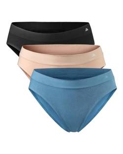 DANISH ENDURANCE Damen Panties aus Viskose 3 Pack (Mehrfarbig (1 x Schwarz, 1 x Nude Beige, 1 x Blau), Medium/Large) von DANISH ENDURANCE
