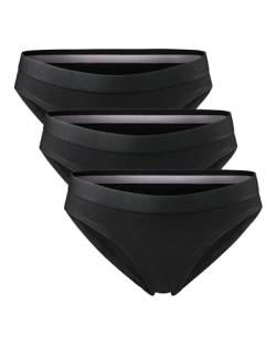 DANISH ENDURANCE Damen Slip aus Bio-Baumwolle, 3 Pack, Schwarz, Unterhose Bikini-Schnitt (Schwarz, Large) von DANISH ENDURANCE