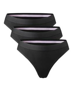 DANISH ENDURANCE Damen Tanga aus Bio-Baumwolle 3 Pack (Schwarz, X-Small) von DANISH ENDURANCE