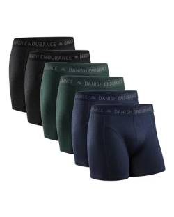 DANISH ENDURANCE Herren Boxershorts, 6 Pack, Retroshorts aus weicher Baumwolle (Mehrfarbig (2X Schwarz, 2X Grün, 2X Blau Melange), Medium) von DANISH ENDURANCE