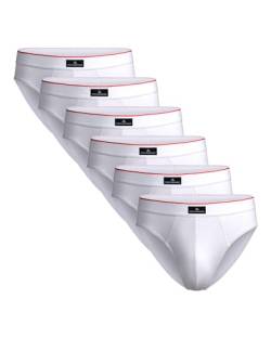 DANISH ENDURANCE Herren Slip aus Baumwolle, 6 Pack, ohne kratzende Etiketten, Schwarz, Grau, Weiß (6X Weiß, Medium) von DANISH ENDURANCE