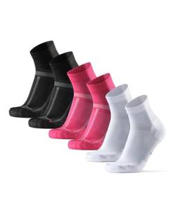 DANISH ENDURANCE Laufsocken für Lange Distanzen 3 Paare, für Damen & Herren, Sportsocken (Mehrfarbig (1x Schwarz, 1x Pink, 1x Weiß), 43-47) von DANISH ENDURANCE