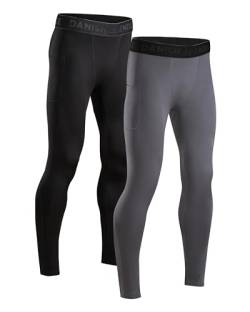 DANISH ENDURANCE Men's Compression Long Tights L Multicolor (1x Black, 1x Grey) 2-pack von DANISH ENDURANCE