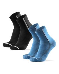 DANISH ENDURANCE Merino Fahrradsocken, Gepolstert, Atmungsaktiv, für Herren & Damen, 2 Paar, Mehrfarbig (1x Schwarz, 1x Blau) 39-42 von DANISH ENDURANCE