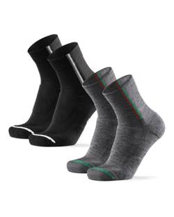 DANISH ENDURANCE Merino Fahrradsocken, Gepolstert, Atmungsaktiv, für Herren & Damen, 2 Paar, Mehrfarbig (1x Schwarz, 1x Grau) 39-42 von DANISH ENDURANCE