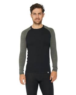 DANISH ENDURANCE Merino Shirt, Premium Thermo-Unterwäsche, Temperaturregulierend, Weich, für Herren Schwarz/Dunkelgrau M von DANISH ENDURANCE