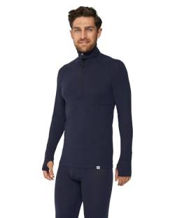 DANISH ENDURANCE Merino Shirt Halfzip, Premium Thermo-Unterwäsche, Temperaturregulierend, Weich, für Herren Dunkel Marineblau Half Zip XL von DANISH ENDURANCE