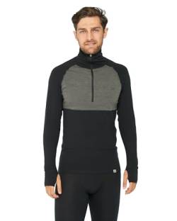 DANISH ENDURANCE Merino Shirt Halfzip, Premium Thermo-Unterwäsche, Temperaturregulierend, Weich, für Herren Schwarz/Dunkelgrau Half Zip L von DANISH ENDURANCE