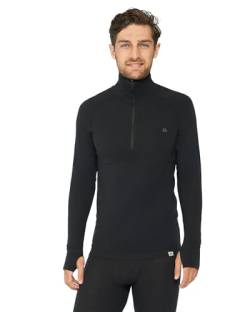 DANISH ENDURANCE Merino Shirt Halfzip, Premium Thermo-Unterwäsche, Temperaturregulierend, Weich, für Herren Schwarz Half Zip L von DANISH ENDURANCE