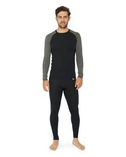 DANISH ENDURANCE Merino Thermo-Unterwäsche Set, Premium Funktionsunterwäsche, für Herren Schwarz/Dunkelgrau XXL von DANISH ENDURANCE