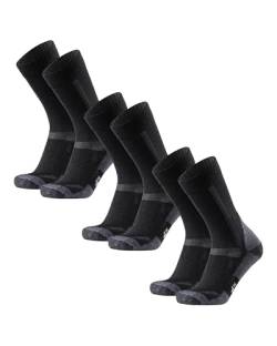 DANISH ENDURANCE Merino Wandersocken für Herren, Damen & Kinder, 3 Paar, Trekkingsocken (Schwarz/Grau, 35-38) von DANISH ENDURANCE