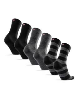 DANISH ENDURANCE Merinowolle Socken 3 Paare (Mehrfarbig (1 x schwarz, 1 x schwarz/grau gestreift, 1 x schwarz/grau gepunktet), EU 43-47) von DANISH ENDURANCE