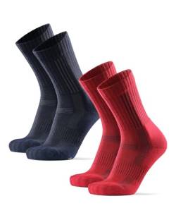 DANISH ENDURANCE Premium Merino Wandersocken für Damen & Herren 2 Paare (Mehrfarbig (1 x Marineblau, 1 x rot), EU 39-42) von DANISH ENDURANCE