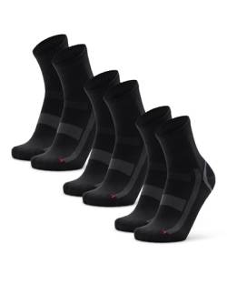 DANISH ENDURANCE Quarter Pro Sportsocken, Laufsocken für Damen und Herren 1, 3 oder 5 Paare (3x Schwarz/Grau, 35-38) von DANISH ENDURANCE