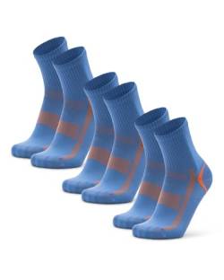 DANISH ENDURANCE Quarter Sportsocken (EU 35-38, Blau/Orange - 3 Paare) von DANISH ENDURANCE