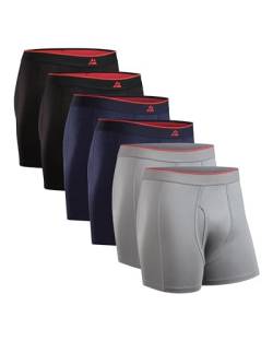 DANISH ENDURANCE Weiche Boxershorts mit Eingriff 6er-Pack Mehrfarbig (2X Schwarz, 2X Grau, 2X Marineblau) L von DANISH ENDURANCE