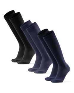 DANISH ENDURANCE Weiche Kniestrümpfe für Herren & Damen, kniehohe Socken, 3 Pack (Mehrfarbig (1x Grau, 1x Marineblau, 1x Schwarz), 35-38) von DANISH ENDURANCE