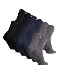 DANISH ENDURANCE Weiche Socken für Herren & Damen, Business & Freizeit, Schwarz, 6 Paare (Mehrfarbig (2x Schwarz, 2x Marineblau, 2x Grau), EU 43-47) von DANISH ENDURANCE