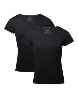 Damen T-Shirts Crew or V-Neck 2 Pack (Rund - Schwarz, L) von DANISH ENDURANCE