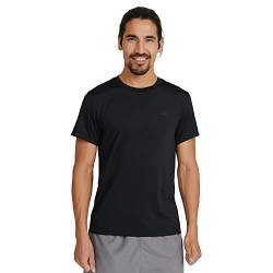 Herren Classic T-Shirt aus recyceltem Polyester (Schwarz/Schwarzes Logo Groß, X-Large) von DANISH ENDURANCE