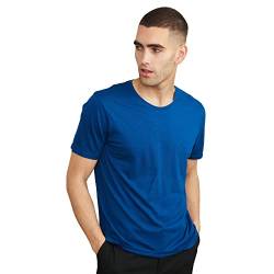 Herren Organic T-Shirt, 1 Pack, Rund- und V-Ausschnitt, aus Modal und Bio-Baumwolle (Rund - Blau, L) von DANISH ENDURANCE