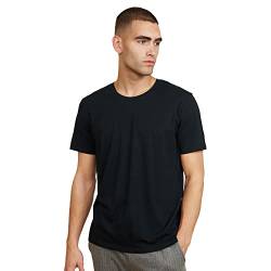 Herren Organic T-Shirt, 1 Pack, Rund- und V-Ausschnitt, aus Modal und Bio-Baumwolle (Rund - Schwarz, L) von DANISH ENDURANCE