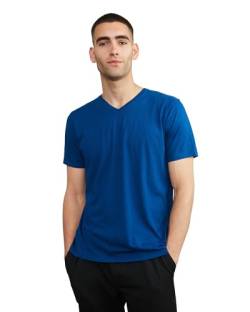 Herren Organic T-Shirt, 1 Pack, Rund- und V-Ausschnitt, aus Modal und Bio-Baumwolle (V-Ausschnitt - Blau, L) von DANISH ENDURANCE