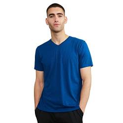 Herren Organic T-Shirt, 1 Pack, Rund- und V-Ausschnitt, aus Modal und Bio-Baumwolle (V-Ausschnitt - Blau, M) von DANISH ENDURANCE