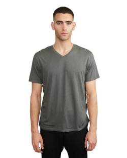 Herren Organic T-Shirt, 1 Pack, Rund- und V-Ausschnitt, aus Modal und Bio-Baumwolle (V-Ausschnitt - Grau, S) von DANISH ENDURANCE