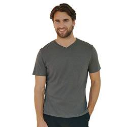 Herren Organic T-Shirt, 1 Pack, Rund- und V-Ausschnitt, aus Modal und Bio-Baumwolle (V-Ausschnitt - Grau, XL) von DANISH ENDURANCE