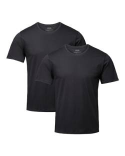 Herren Organic T-Shirt, 2 Pack, Rund- und V-Ausschnitt, aus Modal und Bio-Baumwolle (Rund - Schwarz, L) von DANISH ENDURANCE
