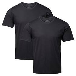 Herren Organic T-Shirt, 2 Pack, Rund- und V-Ausschnitt, aus Modal und Bio-Baumwolle (Rund - Schwarz, XL) von DANISH ENDURANCE