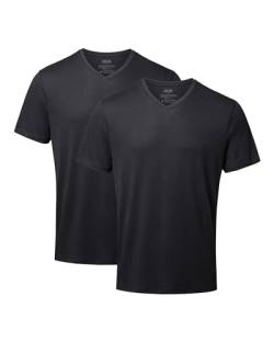 Herren Organic T-Shirt, 2 Pack, Rund- und V-Ausschnitt, aus Modal und Bio-Baumwolle (V-Ausschnitt - Schwarz, L) von DANISH ENDURANCE
