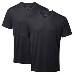 Herren Organic T-Shirt, 2 Pack, Rund- und V-Ausschnitt, aus Modal und Bio-Baumwolle (V-Ausschnitt - Schwarz, XXL) von DANISH ENDURANCE