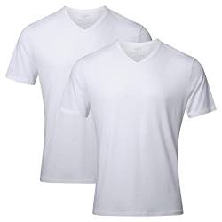 Herren Organic T-Shirt, 2 Pack, Rund- und V-Ausschnitt, aus Modal und Bio-Baumwolle (V-Ausschnitt - Weiß, L) von DANISH ENDURANCE