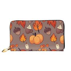 DANLIM Autumn Pumpkins Damen Leder Geldbörse Handheld Bag Kartentasche Reißverschluss Geldbörse, Schwarz, Einheitsgröße von DANLIM