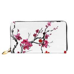 DANLIM Cherry Japanische Kirschblüte Damen Leder Geldbörse Handtasche Kartentasche Reißverschluss Geldbörse, Schwarz, Einheitsgröße von DANLIM